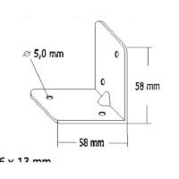 Winkel 5, verzinkt, 58x58x60x2mm mit 4 Bohrungen  Ø 5 mm,mit Sicke