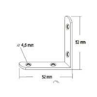 Winkel 4, verzinkt, 52x52x15x2 mm mit 4 Bohrungen  Ø 4,5 mm