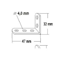 Winkel 3, verzinkt, 47x32x18x2 mm mit 5 Bohrungen  Ø 4 mm